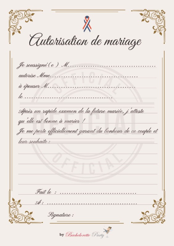 Défi EVJF - Autorisation de mariage
